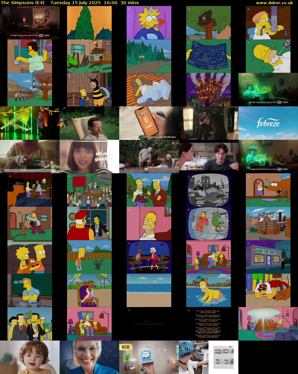 The Simpsons (E4) Tuesday 15 July 2025 16:00 - 16:30