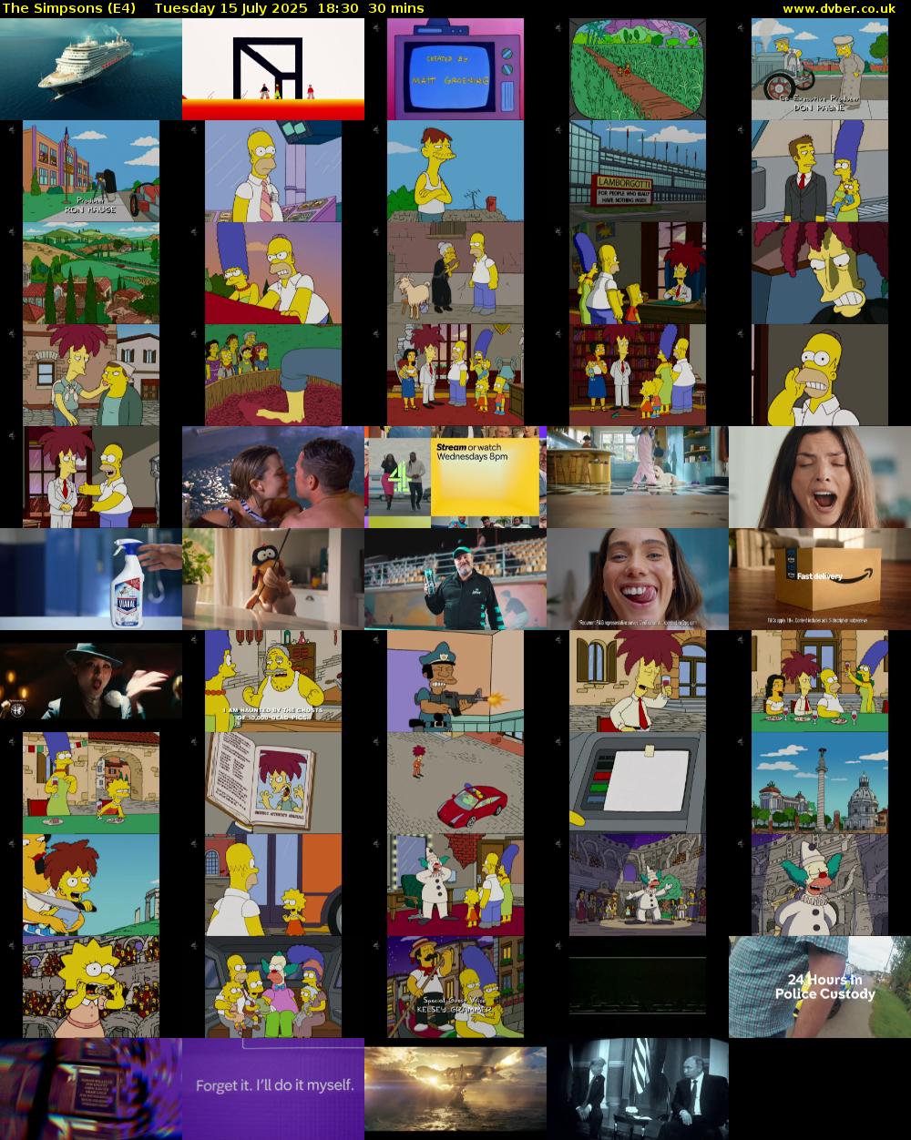 The Simpsons (E4) Tuesday 15 July 2025 18:30 - 19:00
