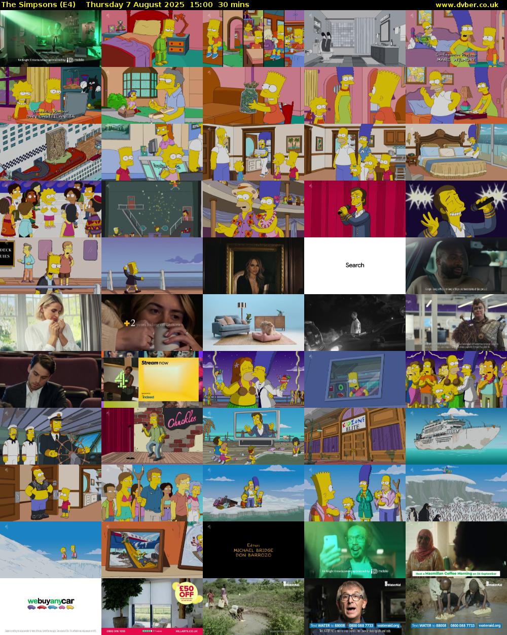 The Simpsons (E4) Thursday 7 August 2025 15:00 - 15:30