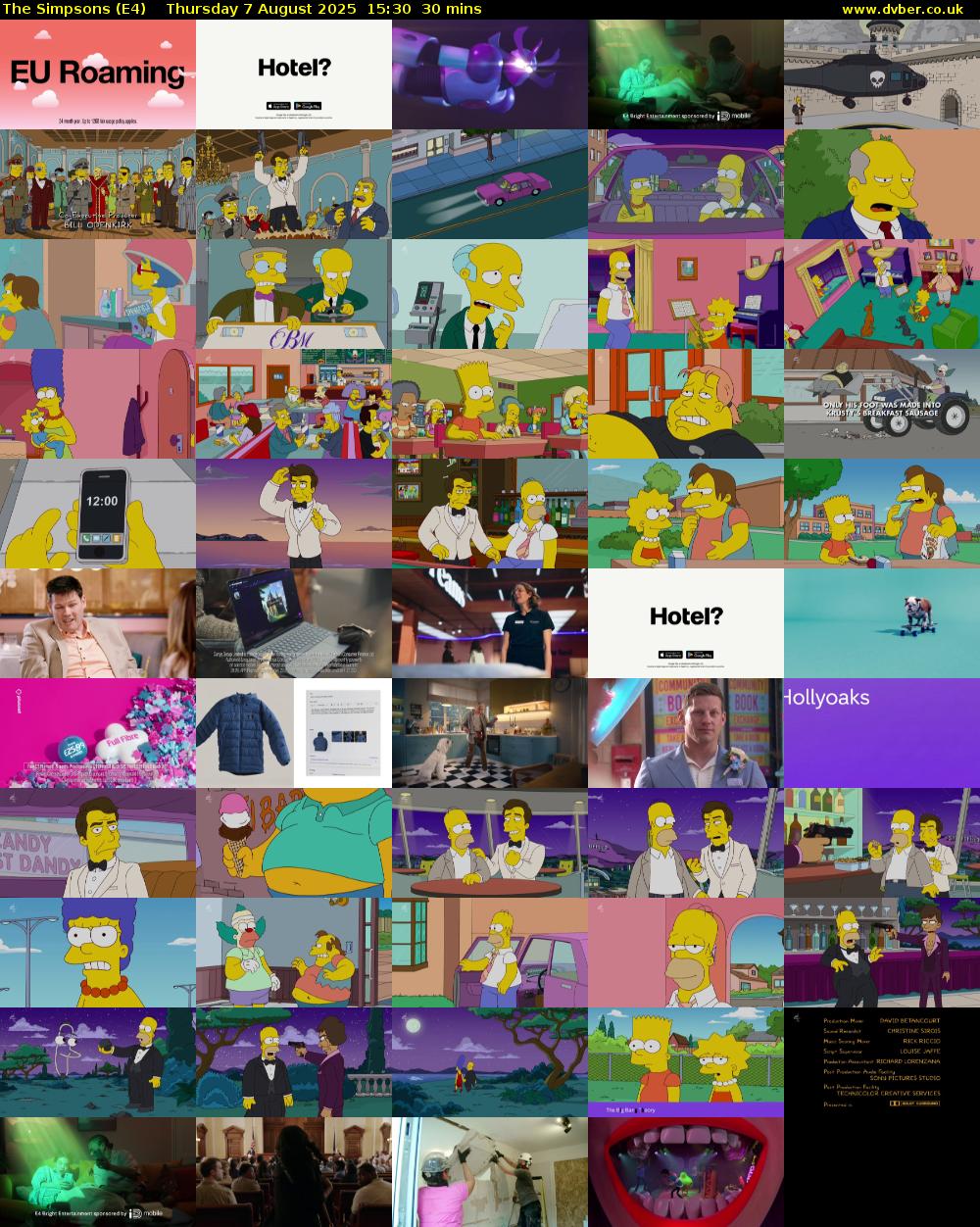 The Simpsons (E4) Thursday 7 August 2025 15:30 - 16:00