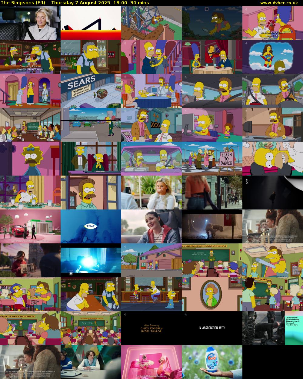 The Simpsons (E4) Thursday 7 August 2025 18:00 - 18:30