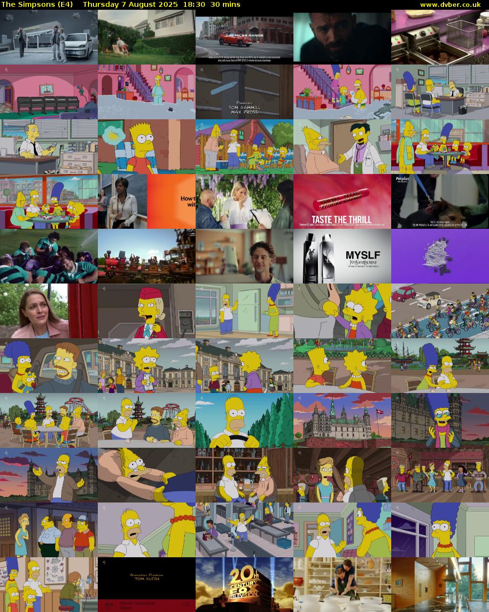 The Simpsons (E4) Thursday 7 August 2025 18:30 - 19:00