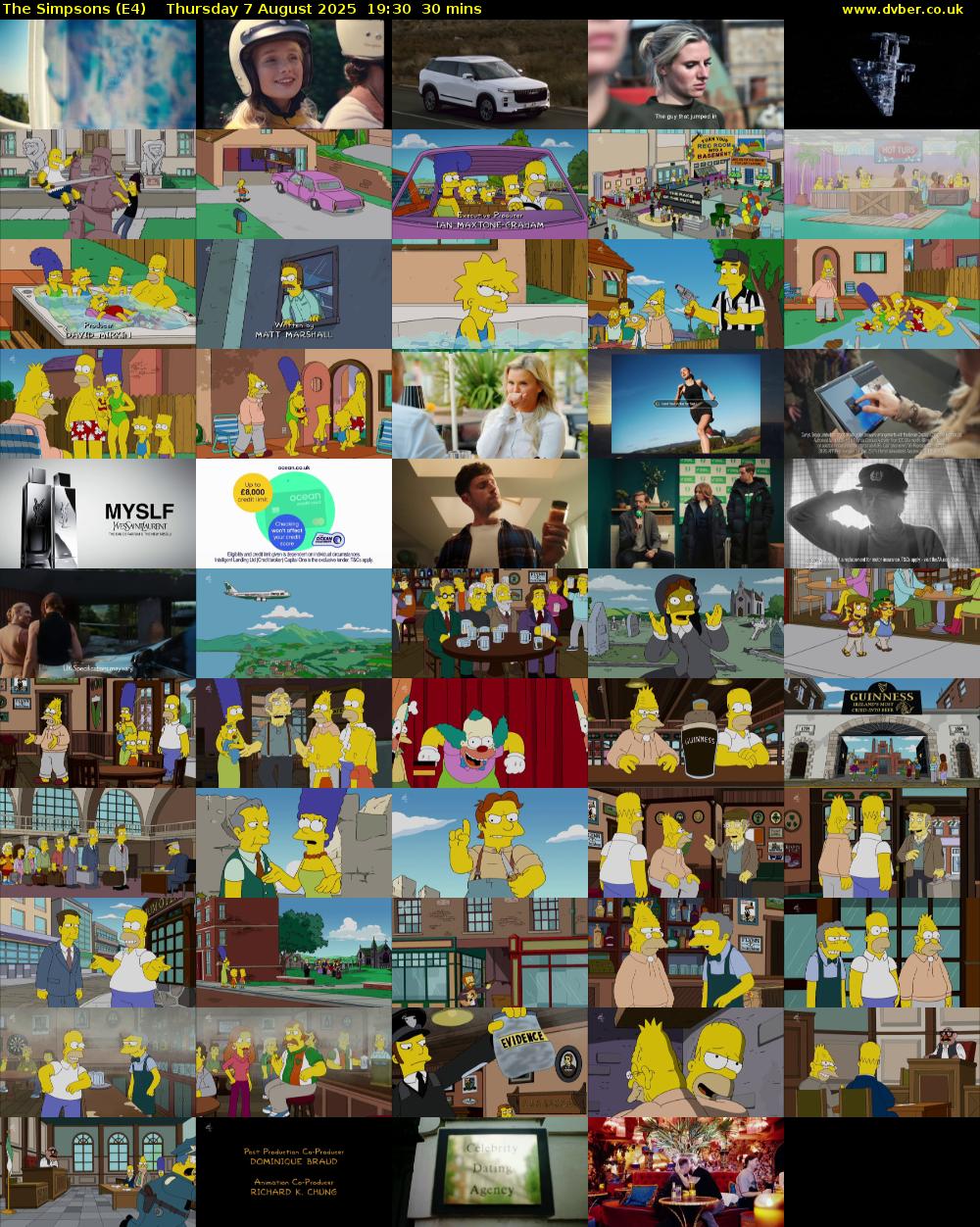 The Simpsons (E4) Thursday 7 August 2025 19:30 - 20:00