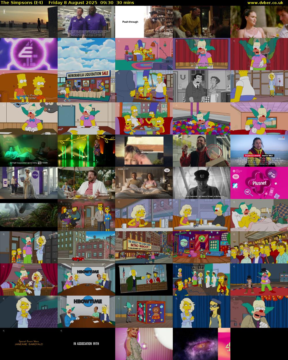 The Simpsons (E4) Friday 8 August 2025 09:30 - 10:00