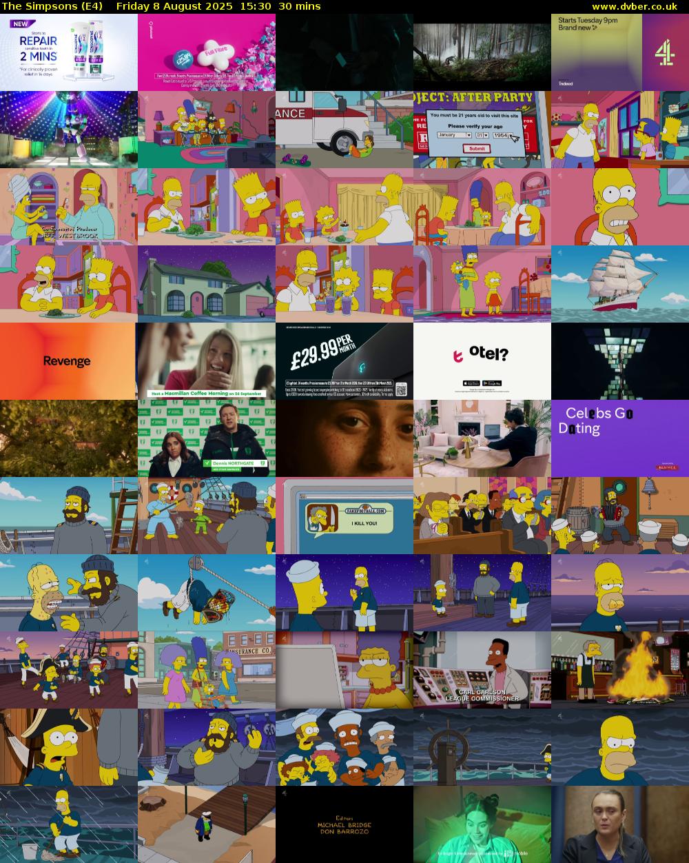 The Simpsons (E4) Friday 8 August 2025 15:30 - 16:00