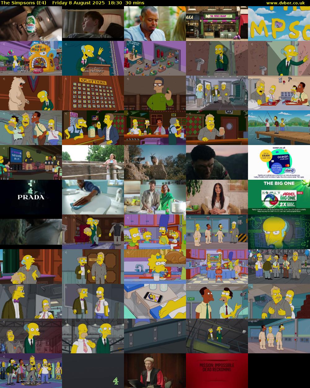 The Simpsons (E4) Friday 8 August 2025 18:30 - 19:00
