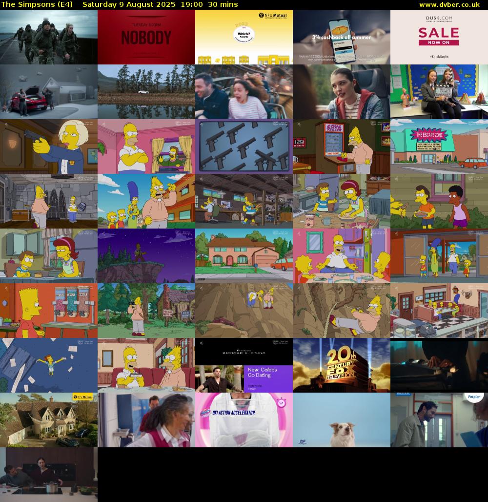 The Simpsons (E4) Saturday 9 August 2025 19:00 - 19:30