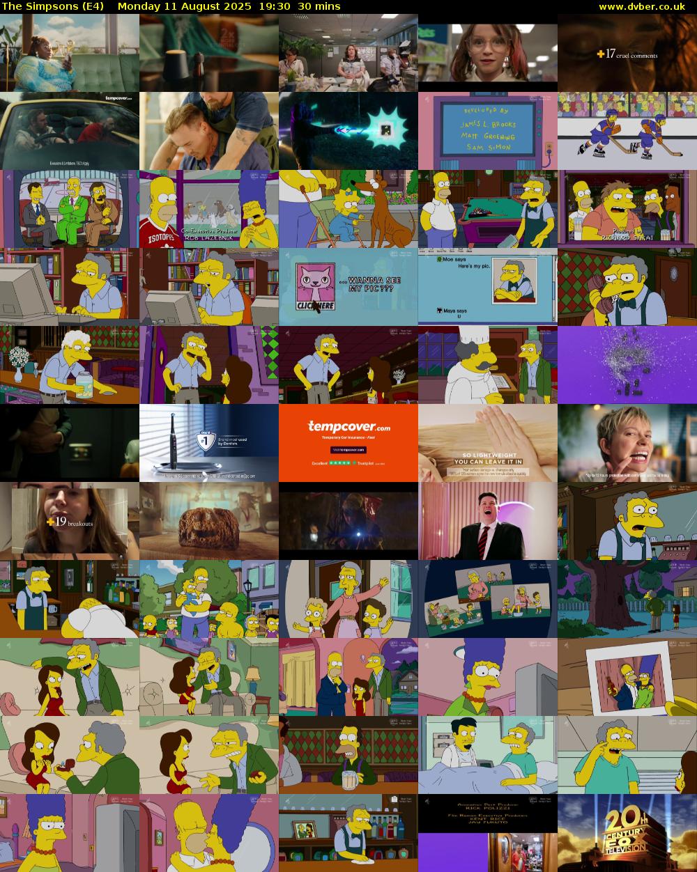 The Simpsons (E4) Monday 11 August 2025 19:30 - 20:00