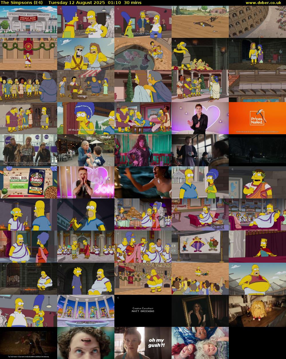 The Simpsons (E4) Tuesday 12 August 2025 01:10 - 01:40