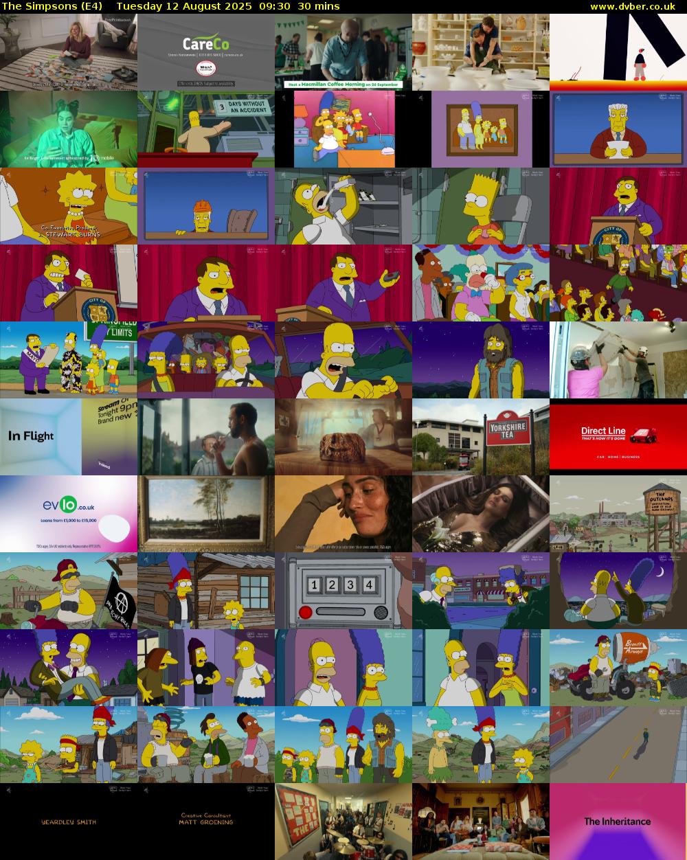 The Simpsons (E4) Tuesday 12 August 2025 09:30 - 10:00