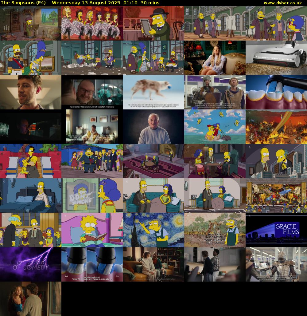 The Simpsons (E4) Wednesday 13 August 2025 01:10 - 01:40