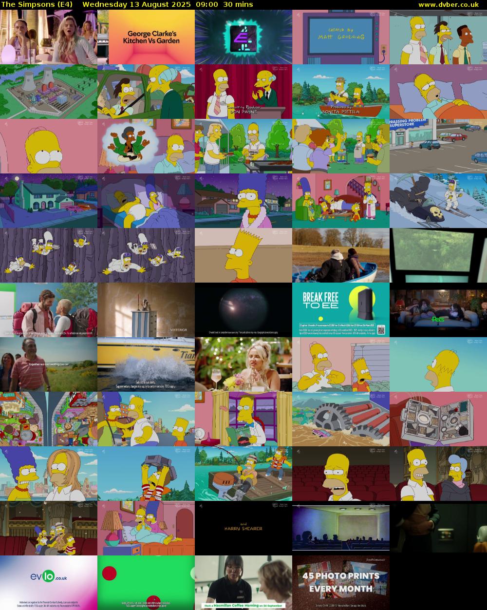 The Simpsons (E4) Wednesday 13 August 2025 09:00 - 09:30