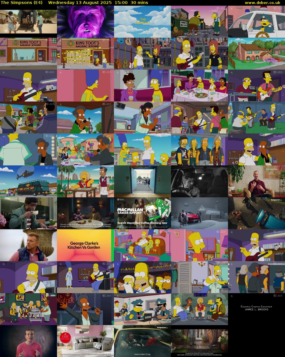 The Simpsons (E4) Wednesday 13 August 2025 15:00 - 15:30