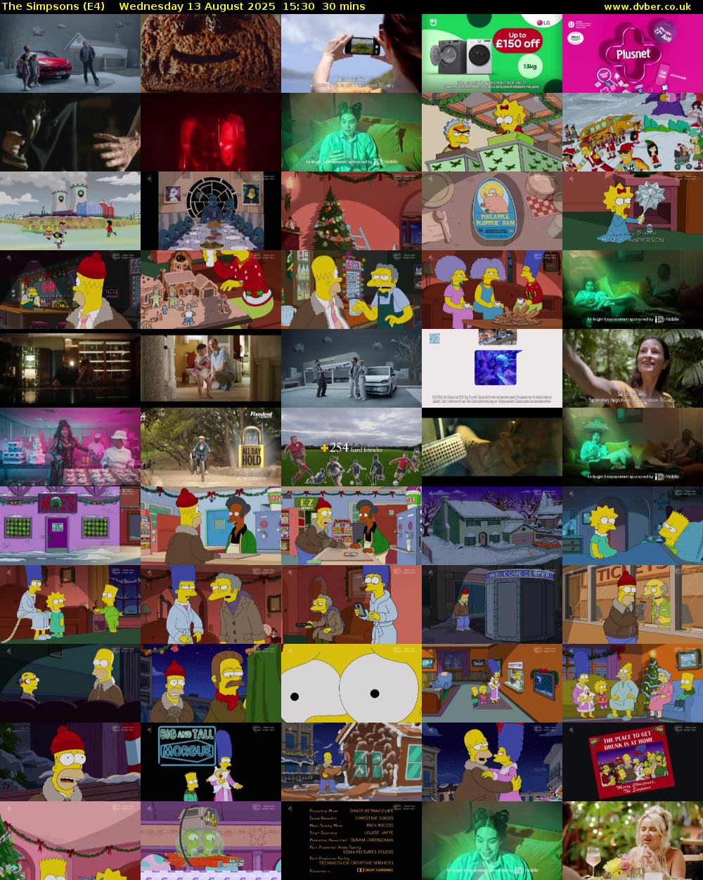 The Simpsons (E4) Wednesday 13 August 2025 15:30 - 16:00