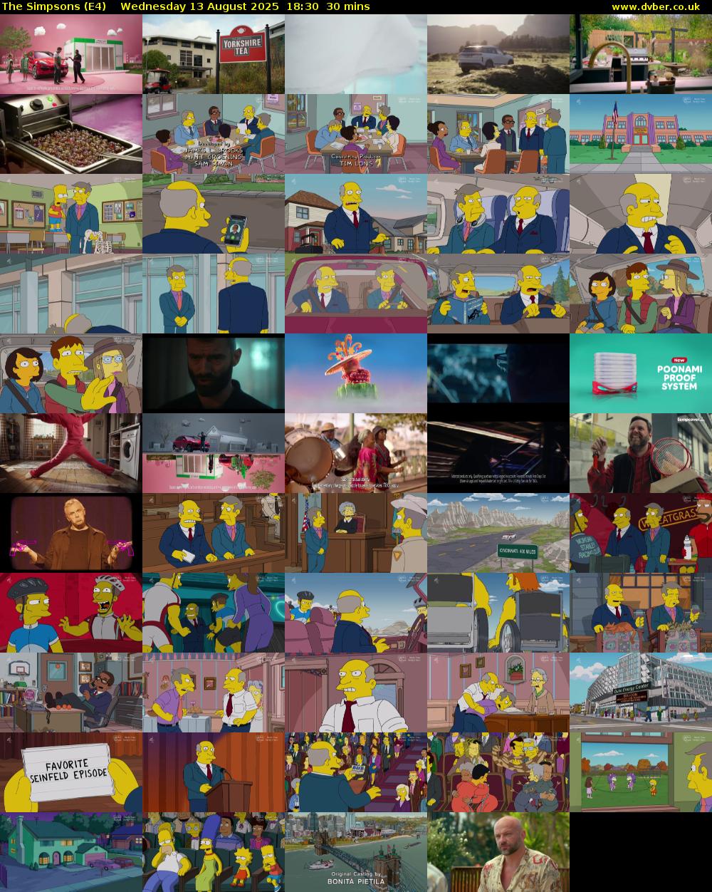 The Simpsons (E4) Wednesday 13 August 2025 18:30 - 19:00