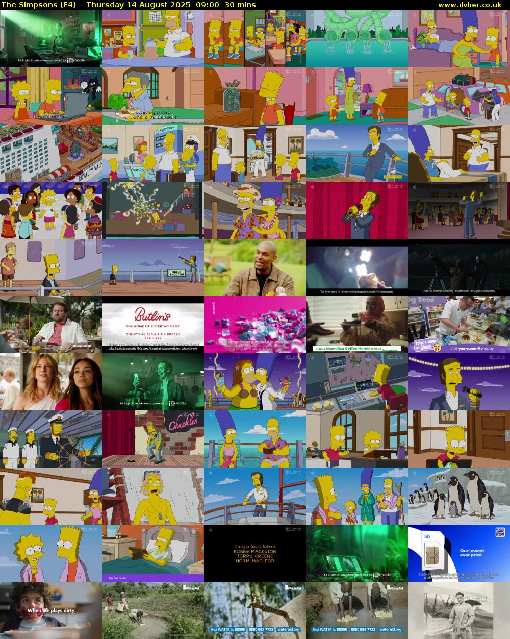 The Simpsons (E4) Thursday 14 August 2025 09:00 - 09:30