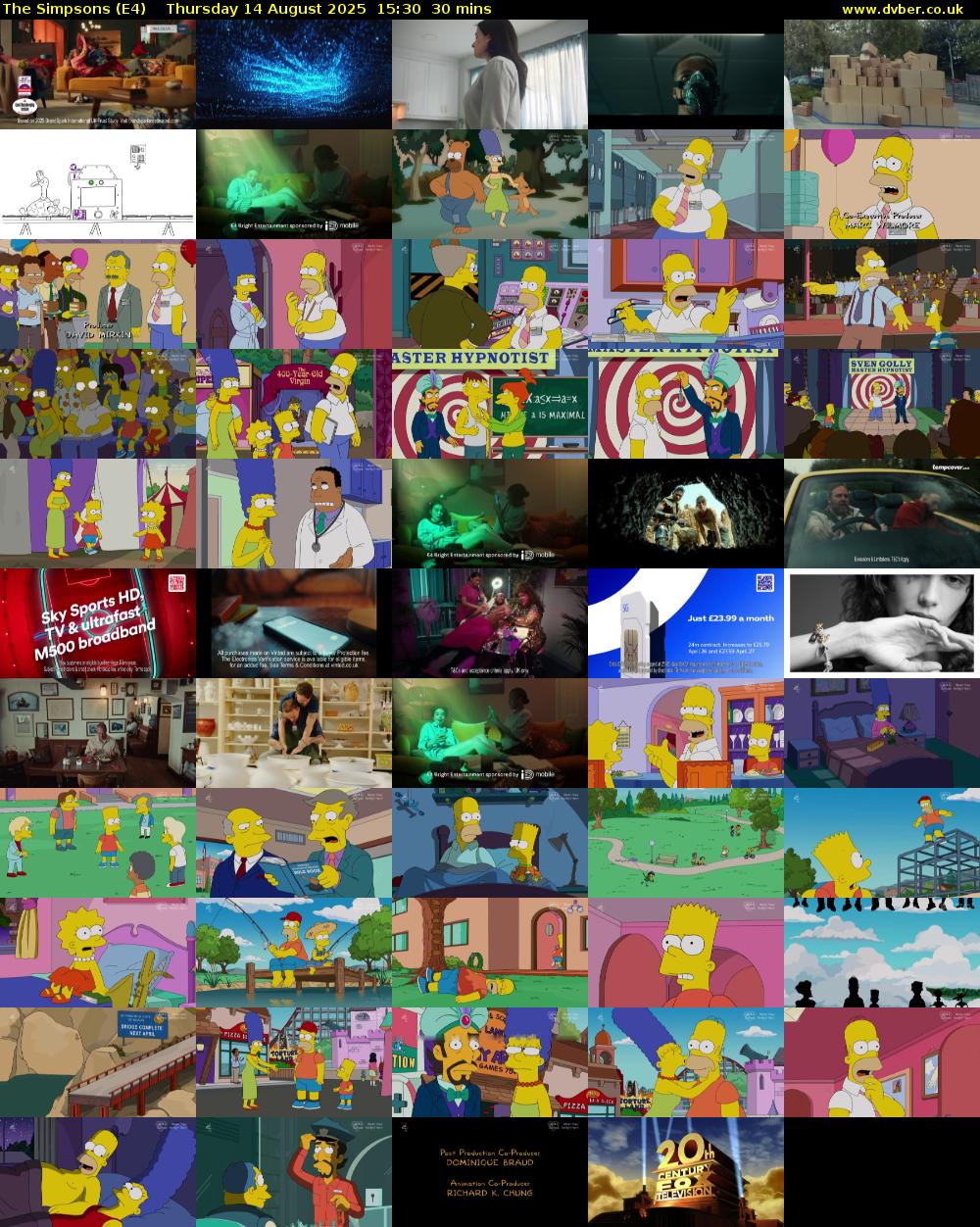 The Simpsons (E4) Thursday 14 August 2025 15:30 - 16:00