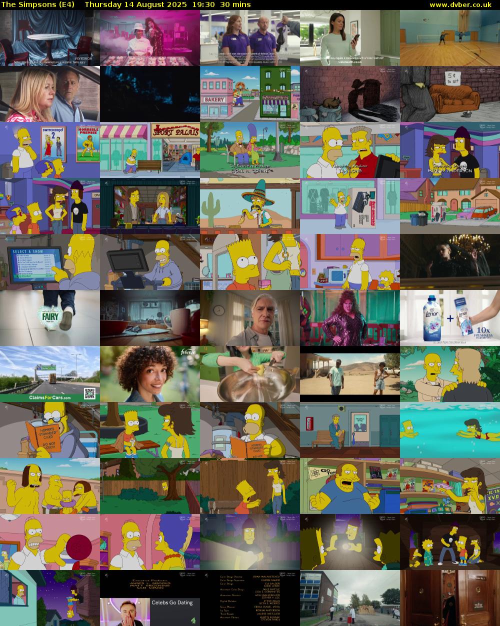 The Simpsons (E4) Thursday 14 August 2025 19:30 - 20:00