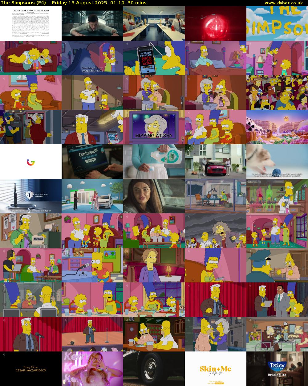 The Simpsons (E4) Friday 15 August 2025 01:10 - 01:40