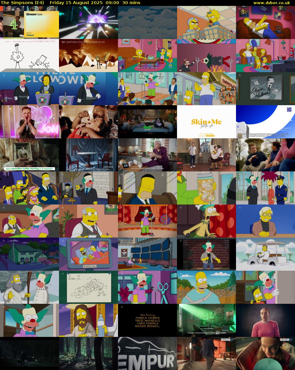 The Simpsons (E4) Friday 15 August 2025 09:00 - 09:30