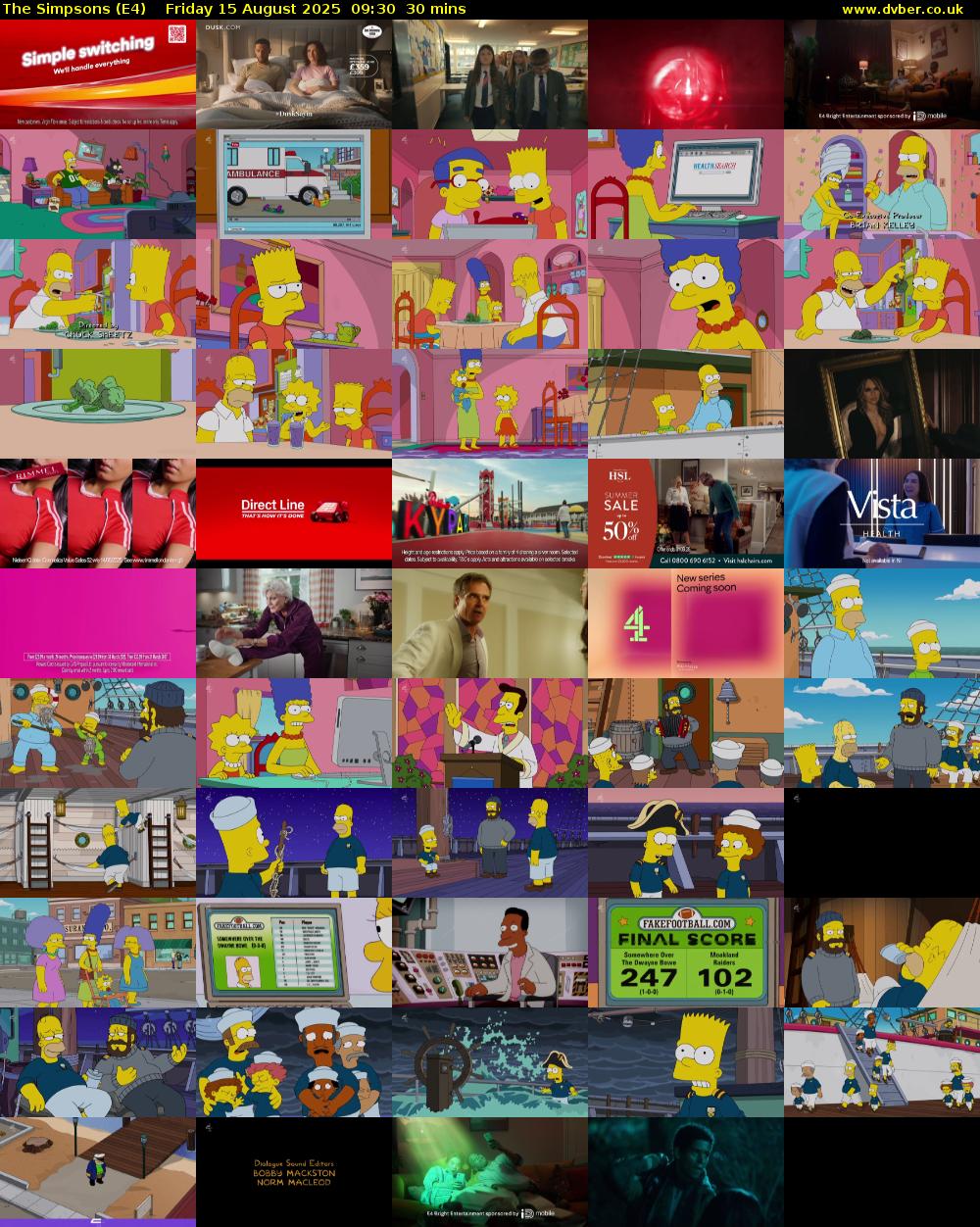 The Simpsons (E4) Friday 15 August 2025 09:30 - 10:00