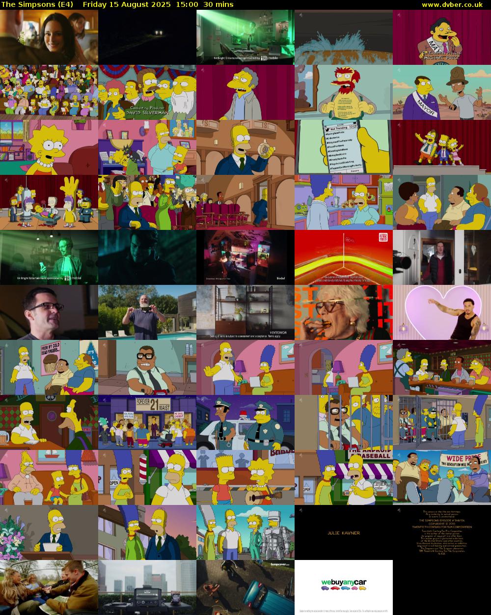The Simpsons (E4) Friday 15 August 2025 15:00 - 15:30