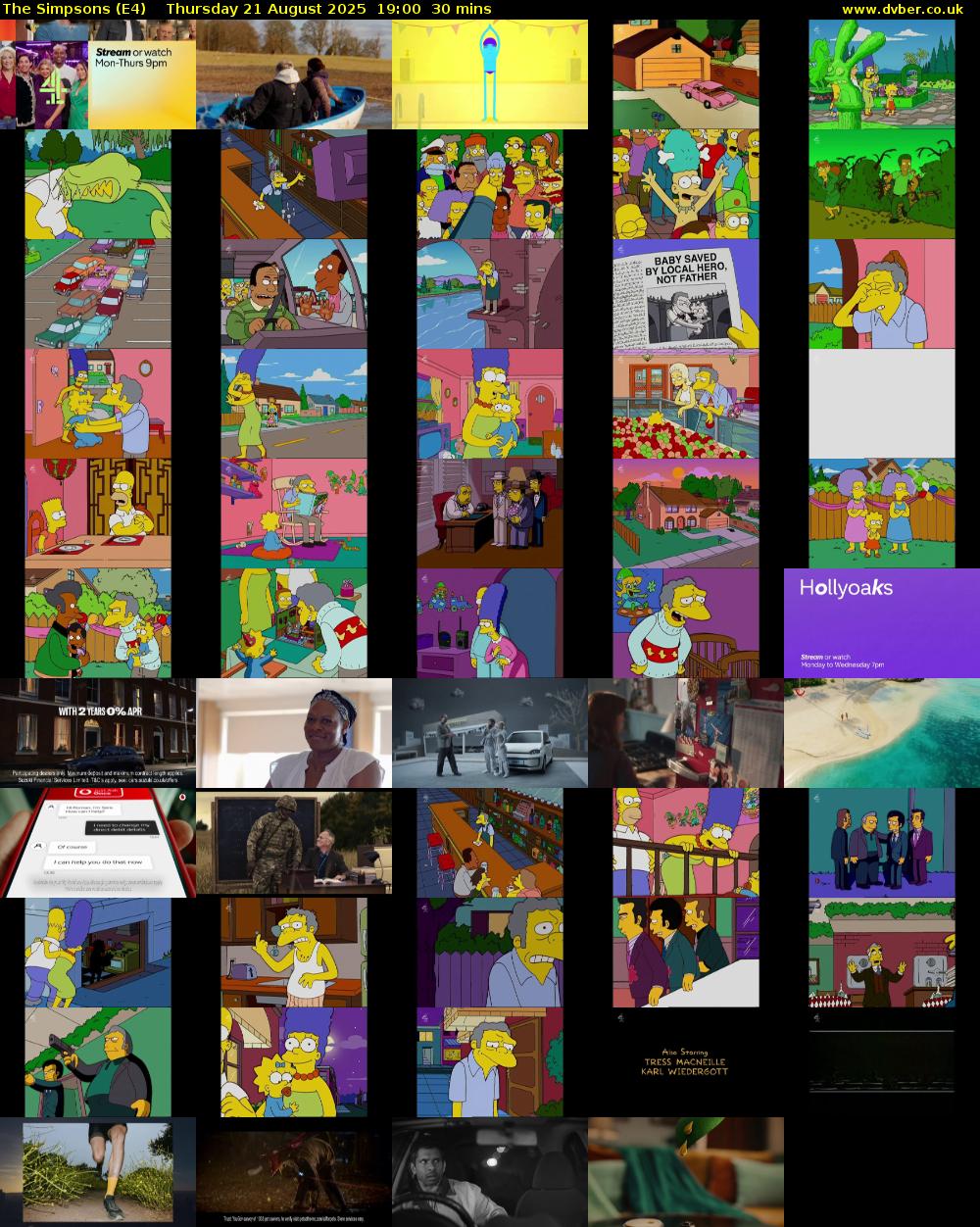The Simpsons (E4) Thursday 21 August 2025 19:00 - 19:30