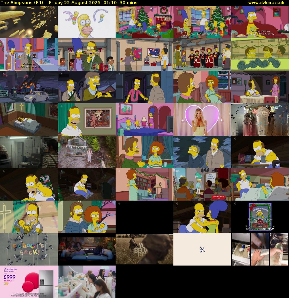 The Simpsons (E4) Friday 22 August 2025 01:10 - 01:40
