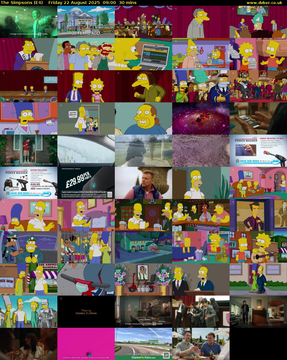 The Simpsons (E4) Friday 22 August 2025 09:00 - 09:30