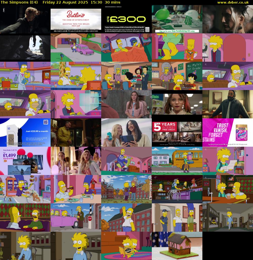 The Simpsons (E4) Friday 22 August 2025 15:30 - 16:00
