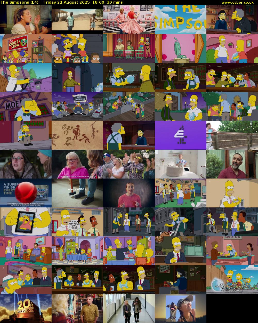 The Simpsons (E4) Friday 22 August 2025 18:00 - 18:30