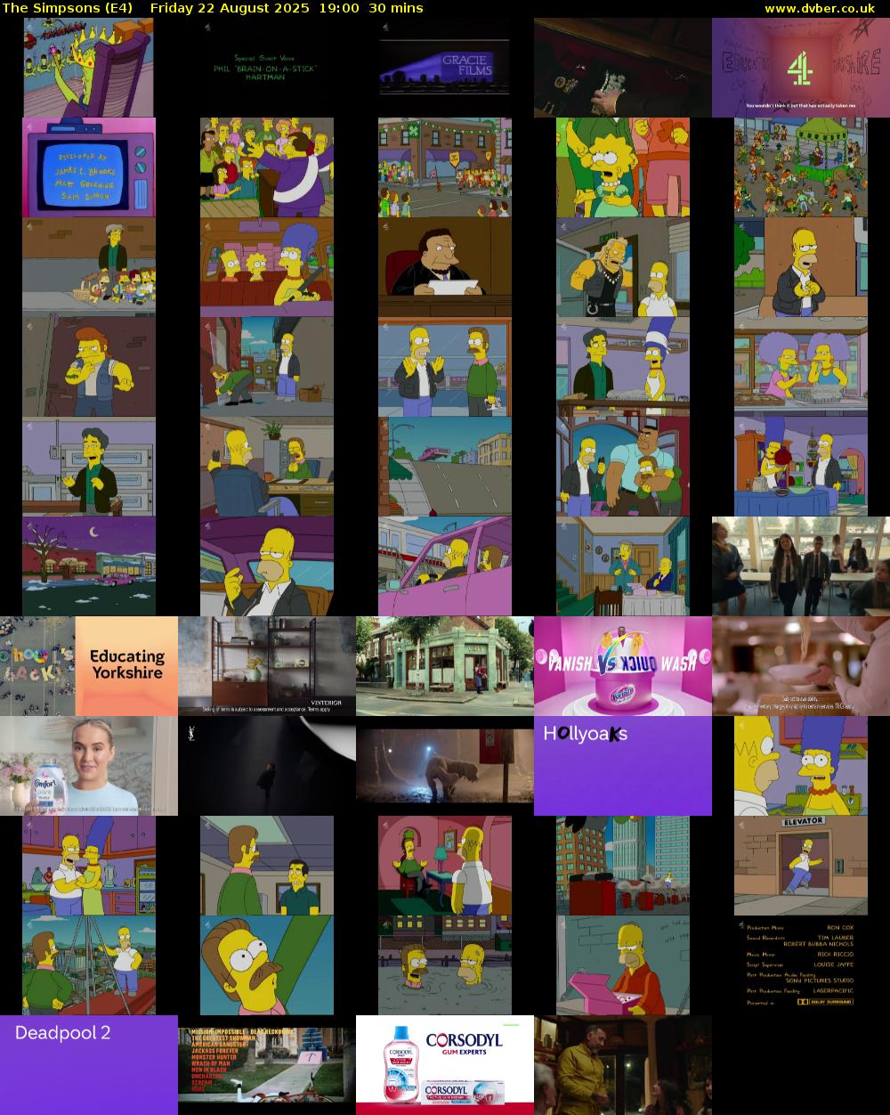 The Simpsons (E4) Friday 22 August 2025 19:00 - 19:30