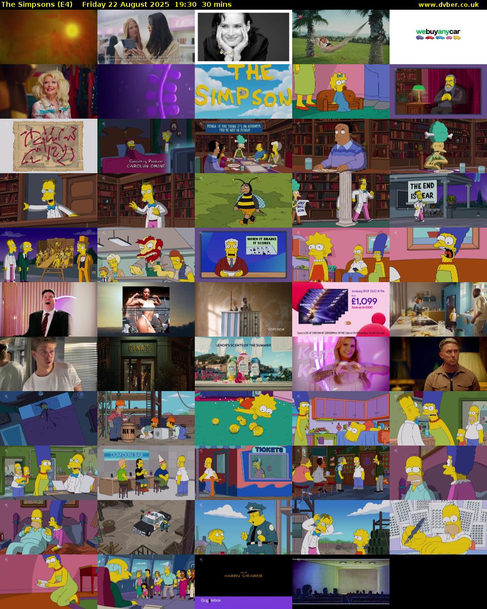 The Simpsons (E4) Friday 22 August 2025 19:30 - 20:00