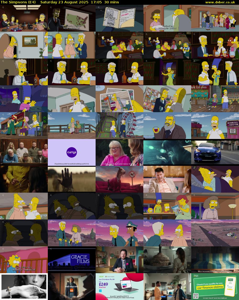The Simpsons (E4) Saturday 23 August 2025 17:05 - 17:35