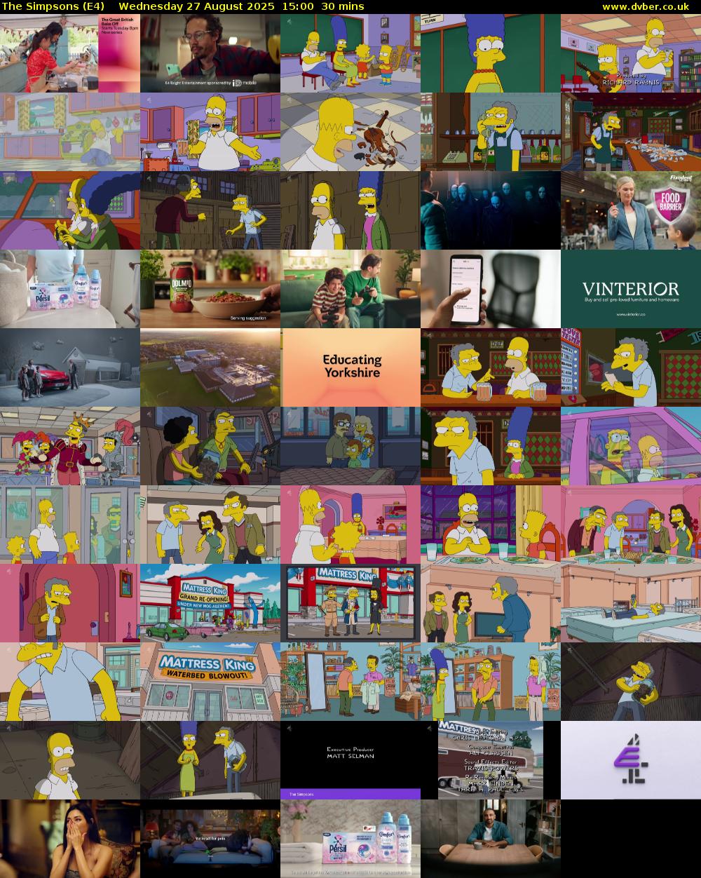 The Simpsons (E4) Wednesday 27 August 2025 15:00 - 15:30