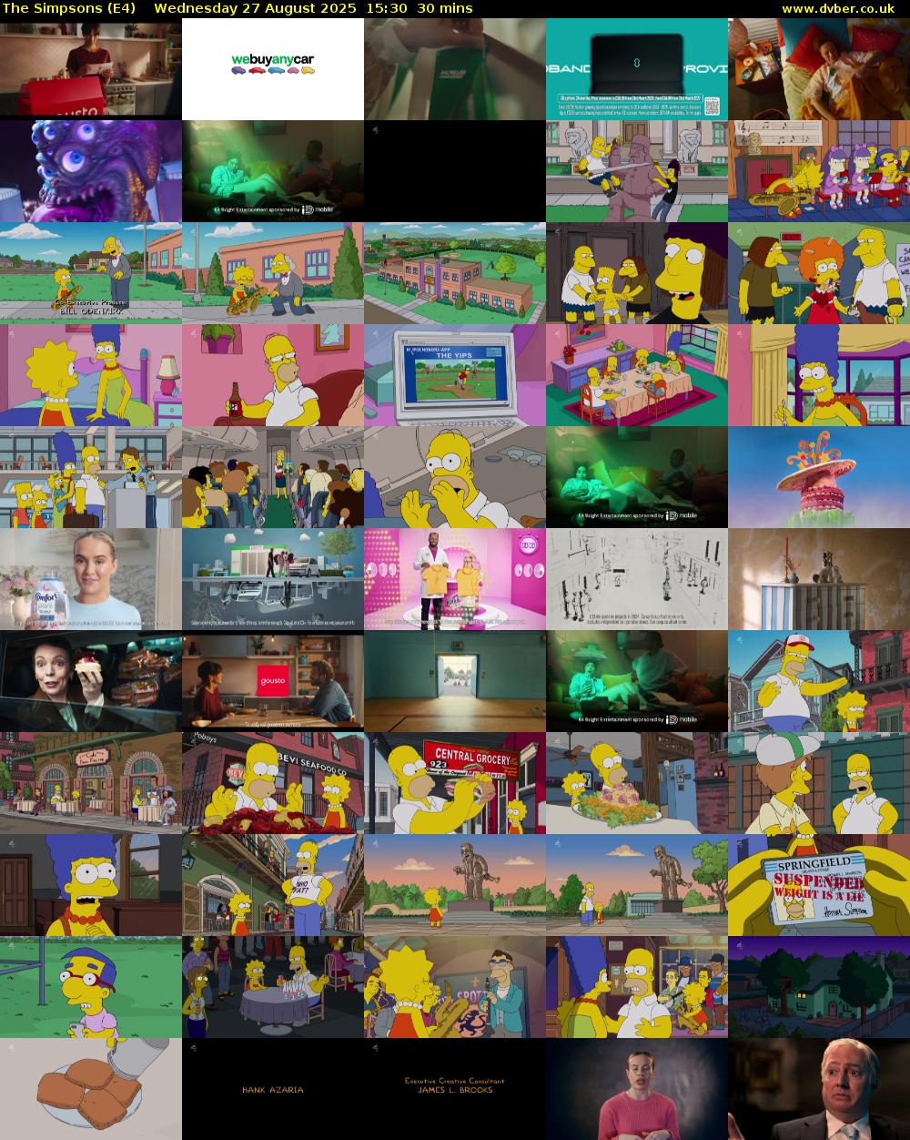 The Simpsons (E4) Wednesday 27 August 2025 15:30 - 16:00