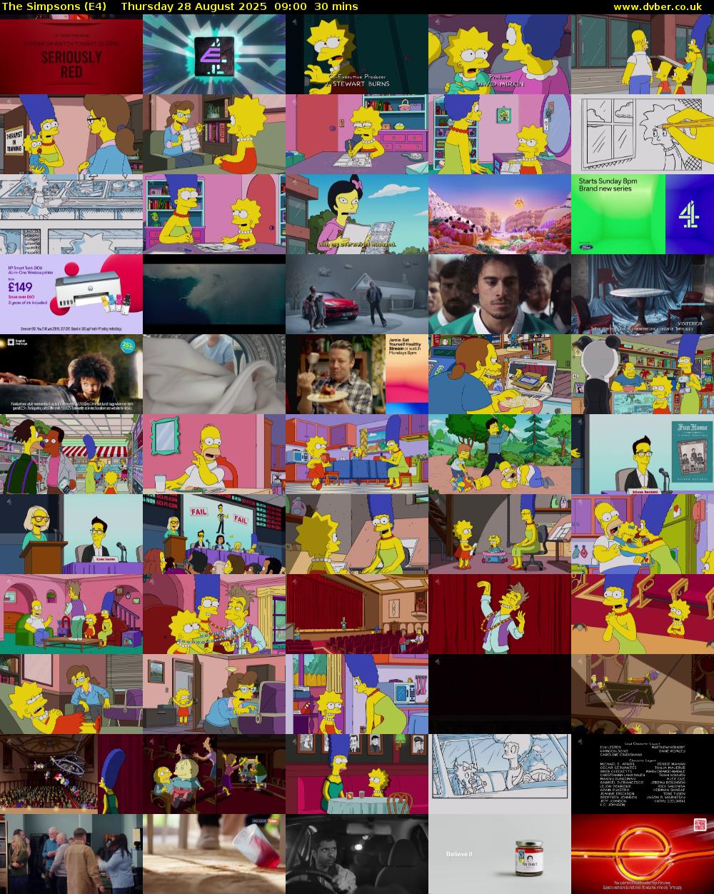 The Simpsons (E4) Thursday 28 August 2025 09:00 - 09:30