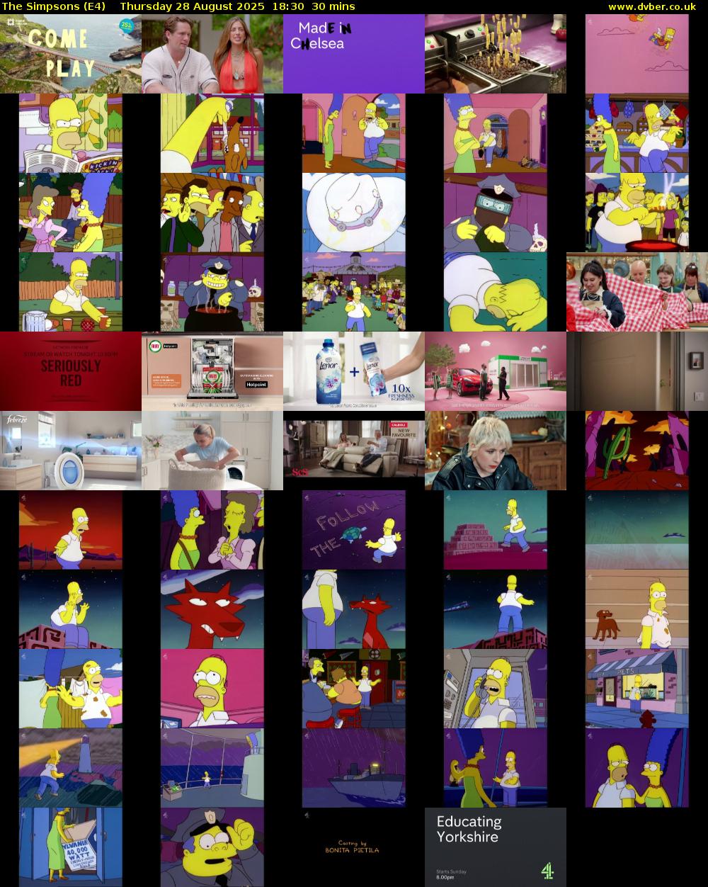 The Simpsons (E4) Thursday 28 August 2025 18:30 - 19:00