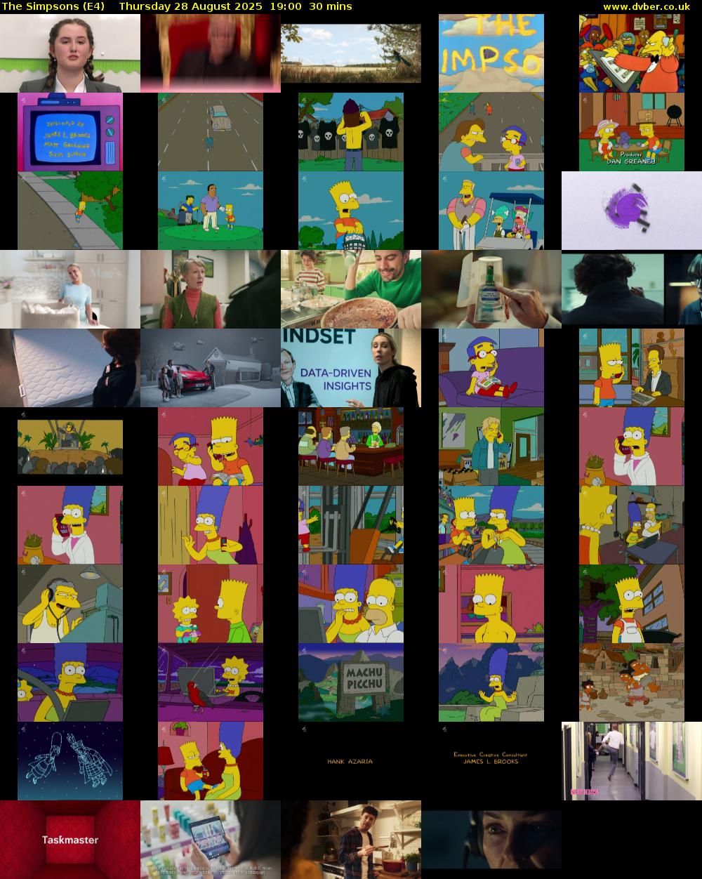 The Simpsons (E4) Thursday 28 August 2025 19:00 - 19:30