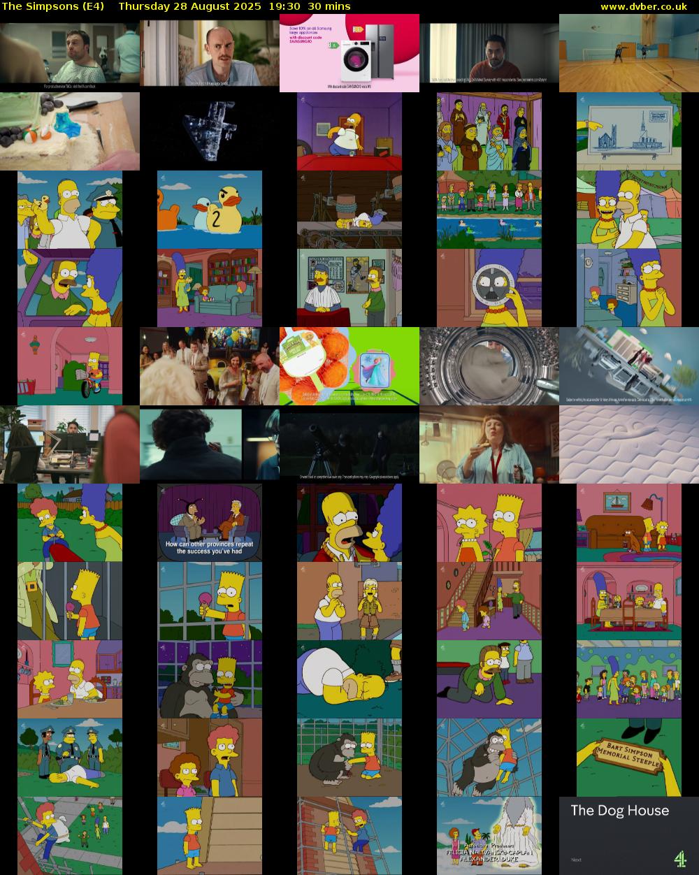 The Simpsons (E4) Thursday 28 August 2025 19:30 - 20:00