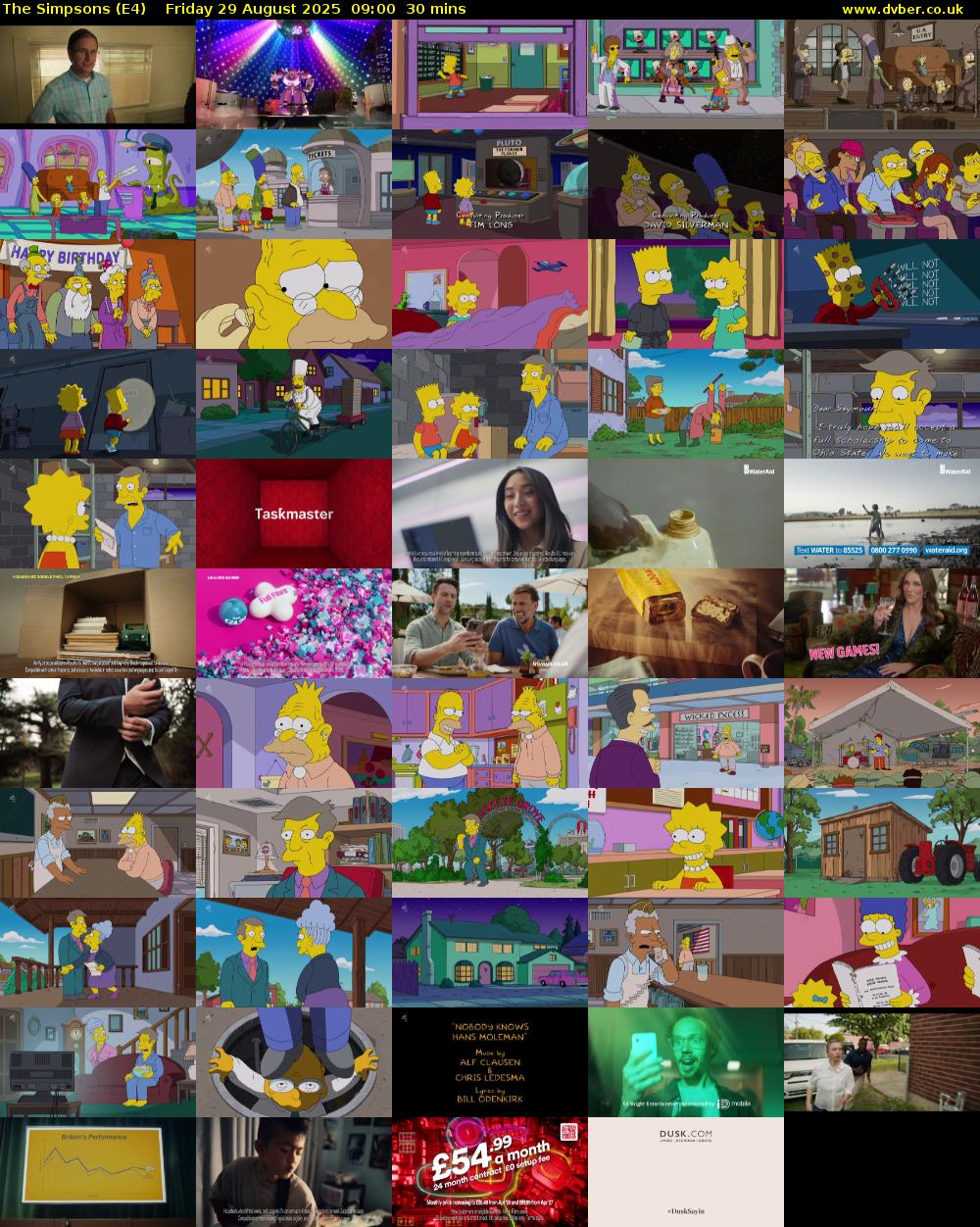 The Simpsons (E4) Friday 29 August 2025 09:00 - 09:30