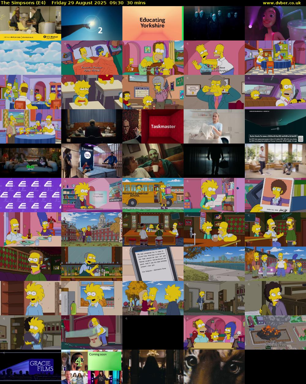 The Simpsons (E4) Friday 29 August 2025 09:30 - 10:00