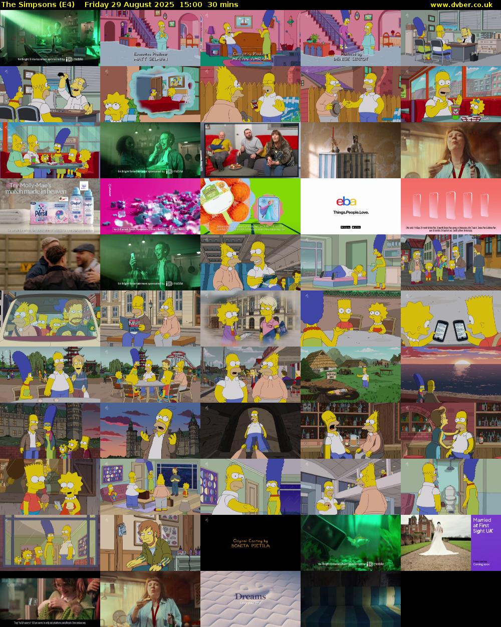 The Simpsons (E4) Friday 29 August 2025 15:00 - 15:30