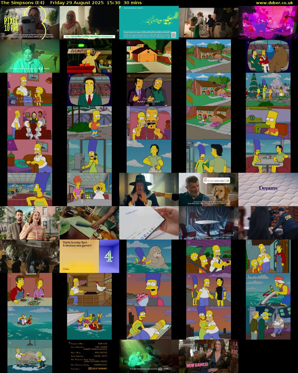 The Simpsons (E4) Friday 29 August 2025 15:30 - 16:00