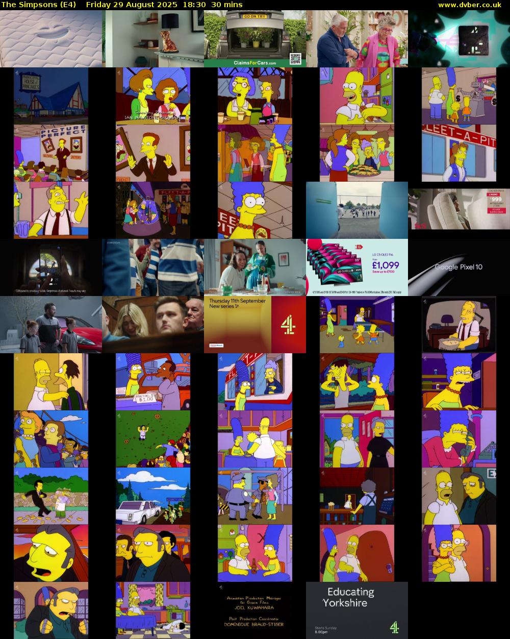 The Simpsons (E4) Friday 29 August 2025 18:30 - 19:00