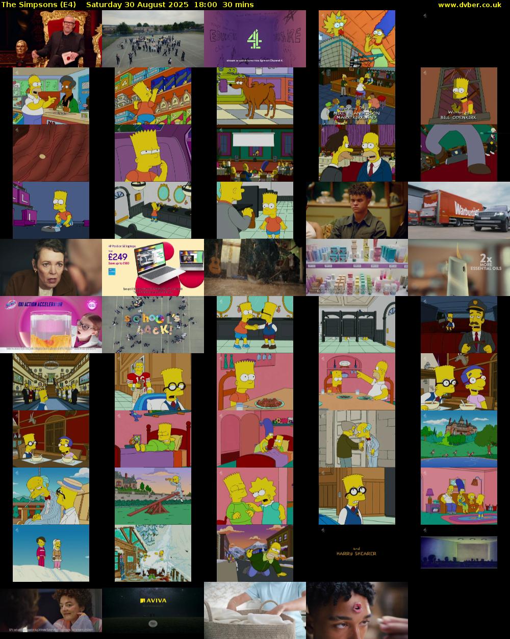 The Simpsons (E4) Saturday 30 August 2025 18:00 - 18:30
