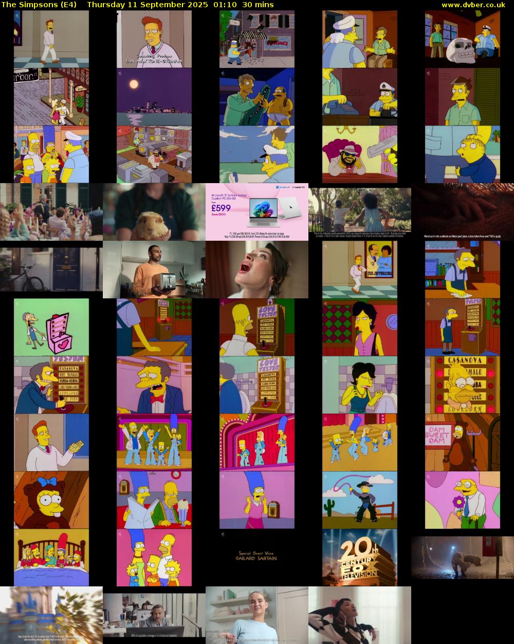 The Simpsons (E4) Thursday 11 September 2025 01:10 - 01:40