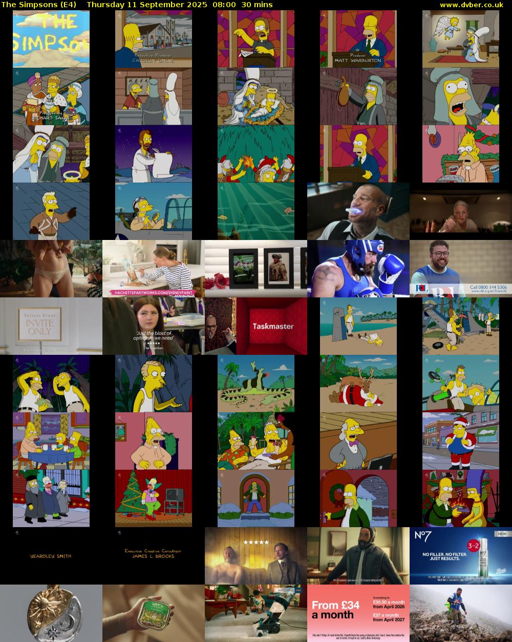 The Simpsons (E4) Thursday 11 September 2025 08:00 - 08:30