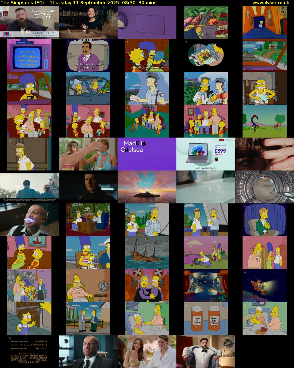 The Simpsons (E4) Thursday 11 September 2025 08:30 - 09:00