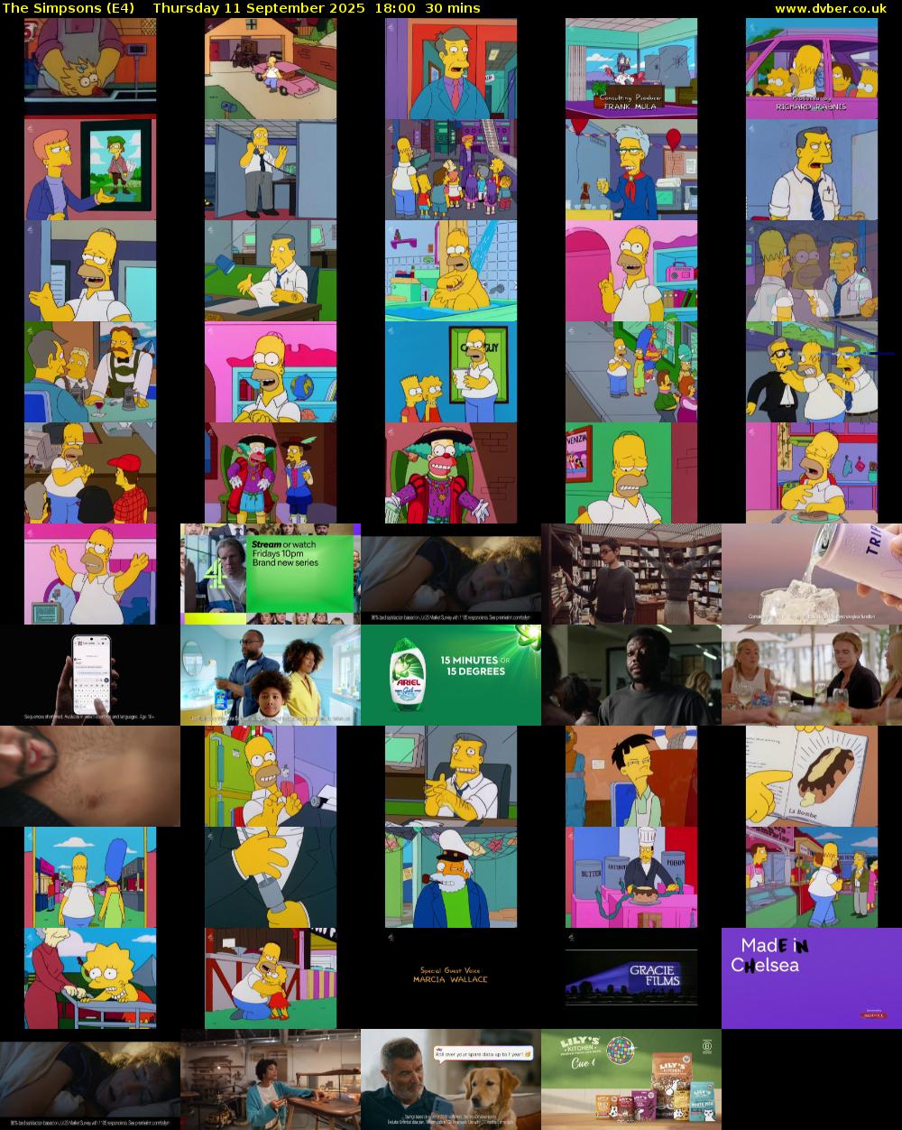 The Simpsons (E4) Thursday 11 September 2025 18:00 - 18:30